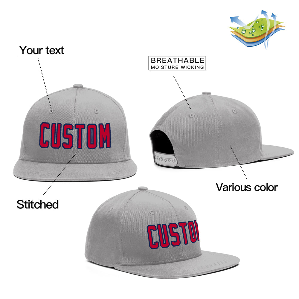 Custom Purple Red-Navy Outdoor Sport Baseball Cap