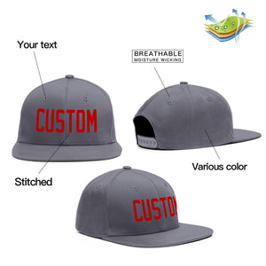 Custom Dark Gray Red Outdoor Sport Baseball Cap