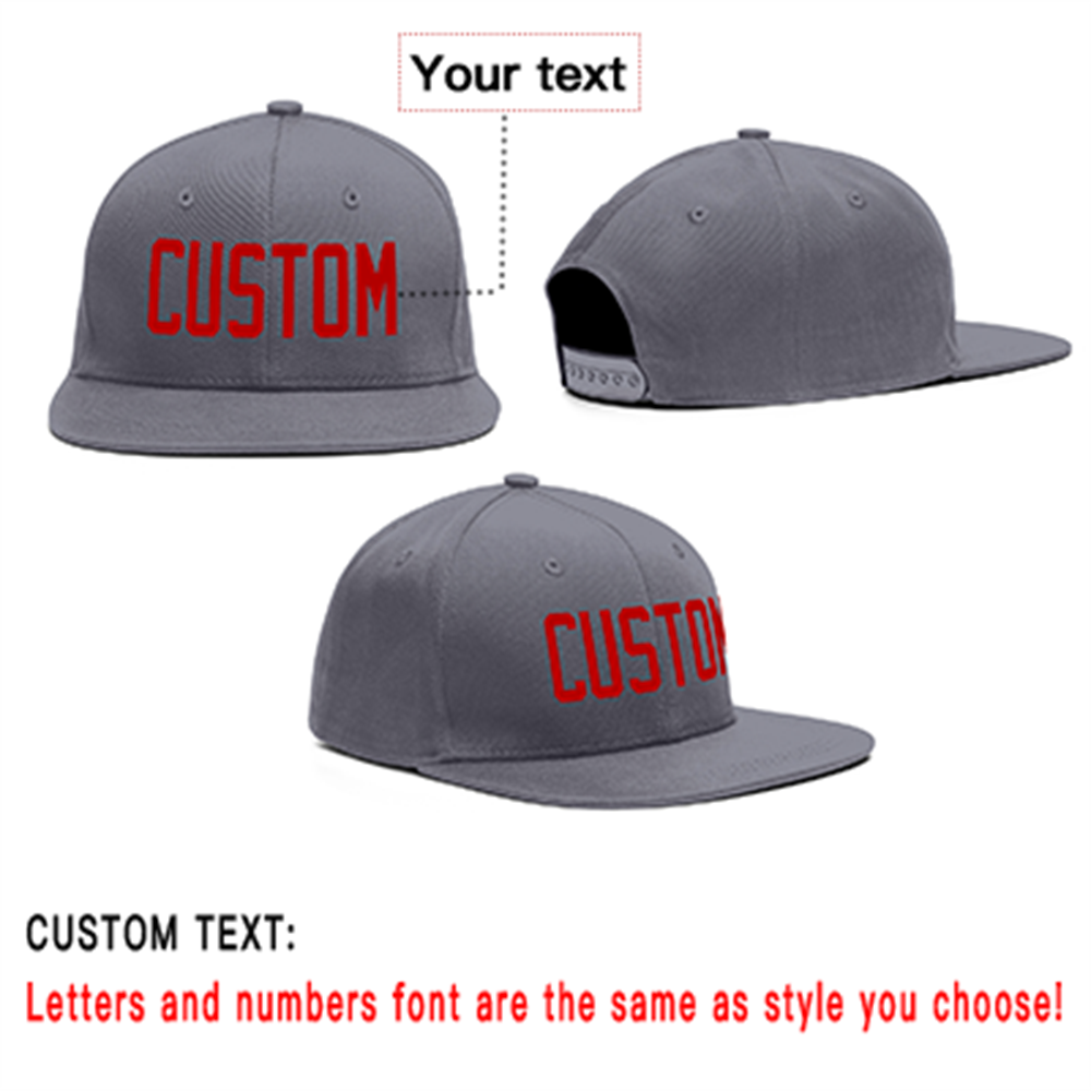 Custom Dark Gray Red Outdoor Sport Baseball Cap