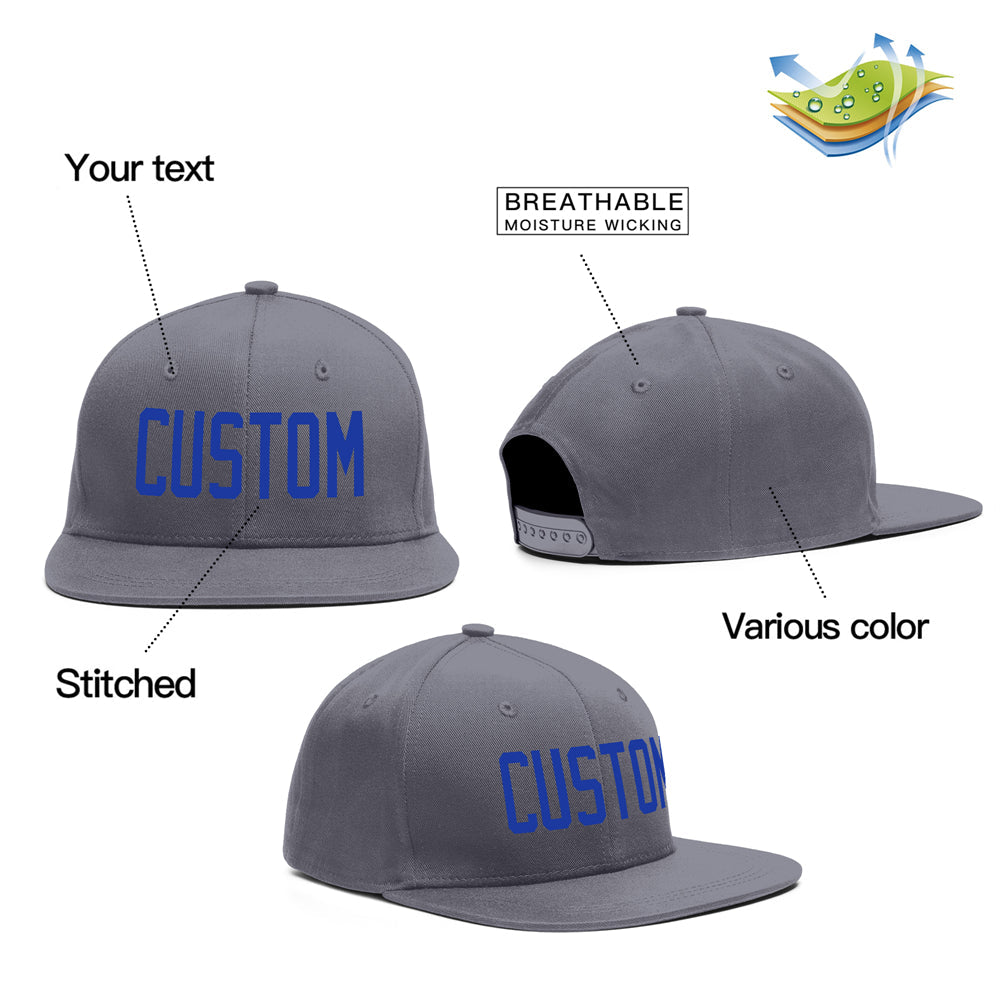 Custom Dark Gray Royal Outdoor Sport Baseball Cap