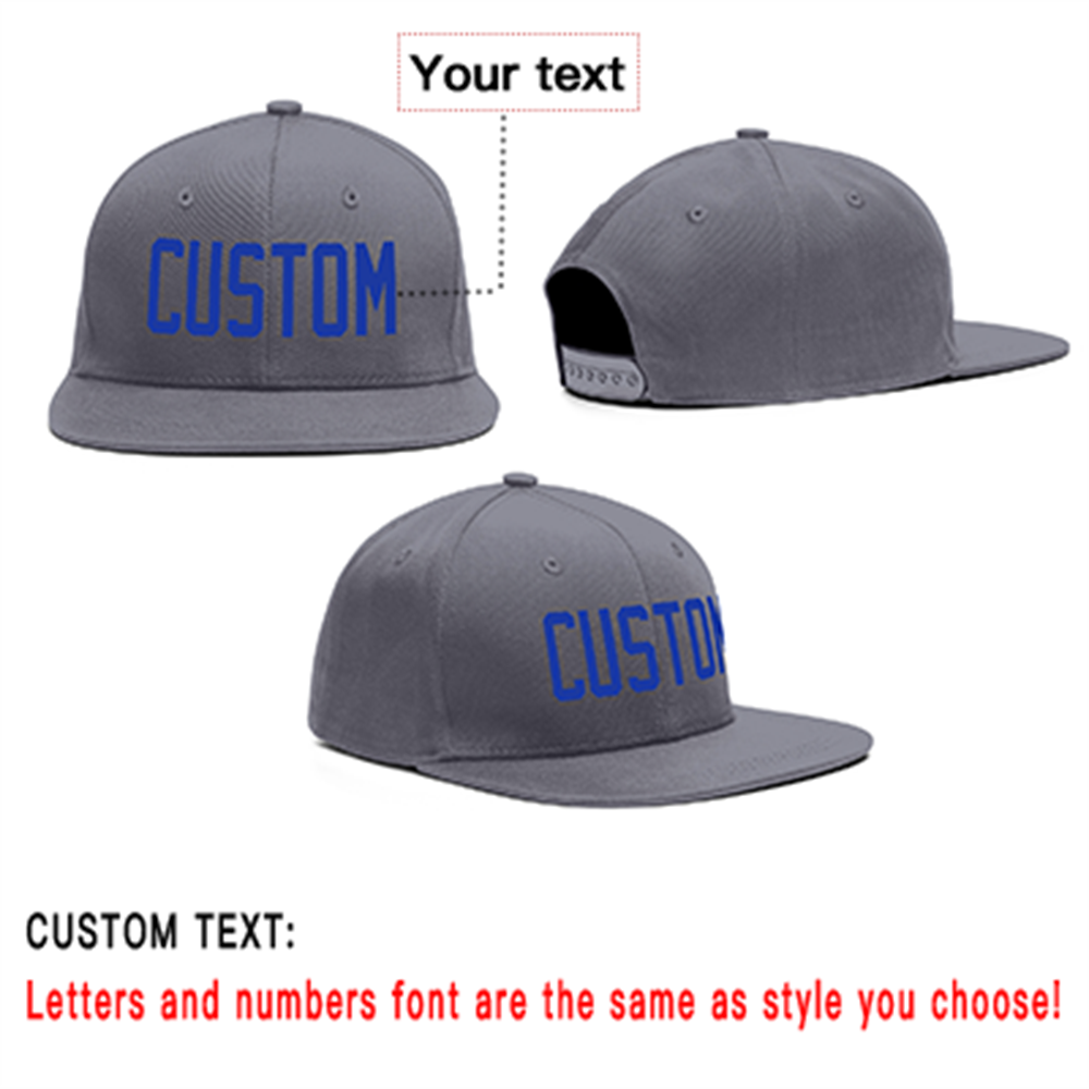 Custom Dark Gray Royal Outdoor Sport Baseball Cap