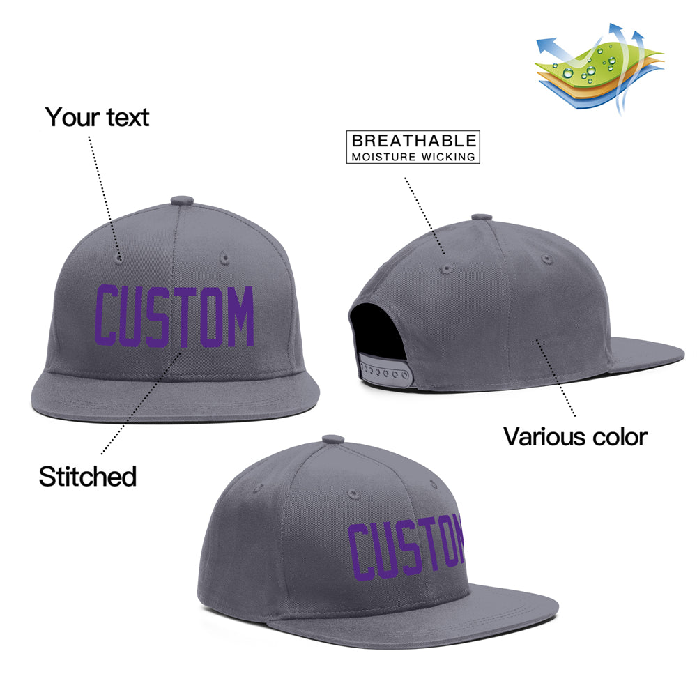 Casquette de baseball de sport de plein air violet gris foncé personnalisée