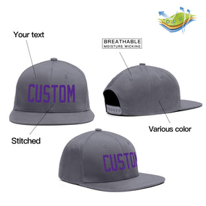 Custom Dark Gray Purple Outdoor Sport Baseball Cap