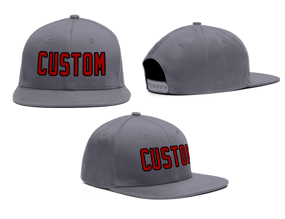 Custom Dark Gray Red-Black Outdoor Sport Baseball Cap