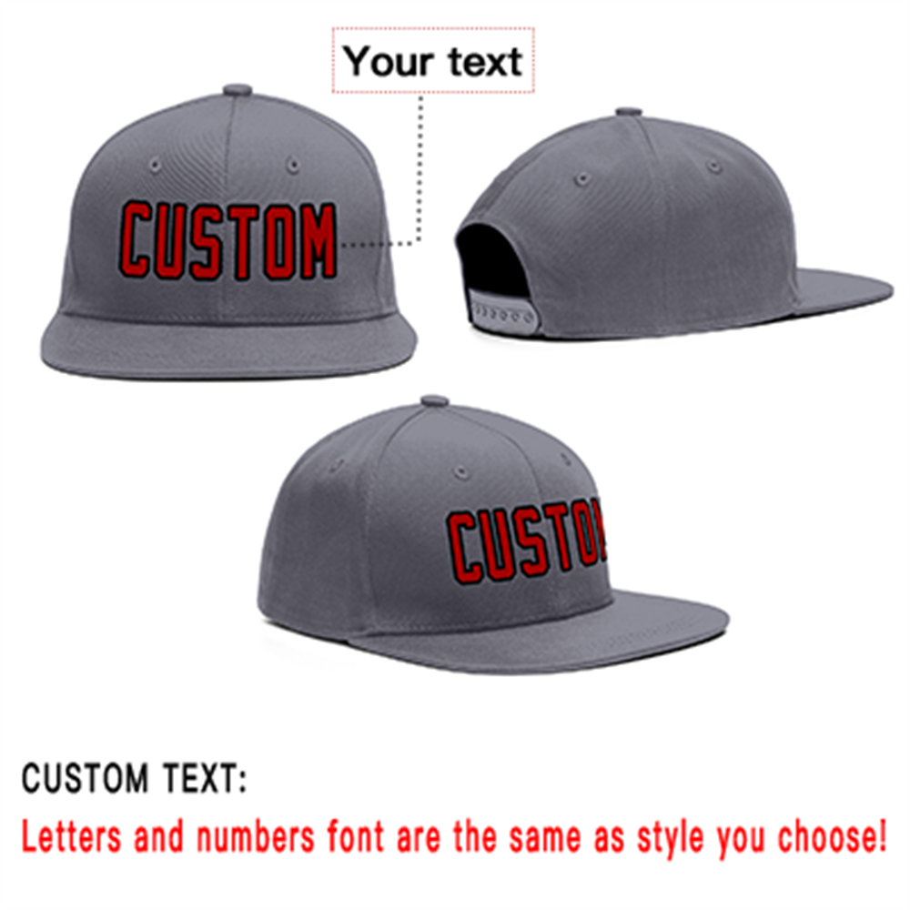 Custom Dark Gray Red-Black Outdoor Sport Baseball Cap