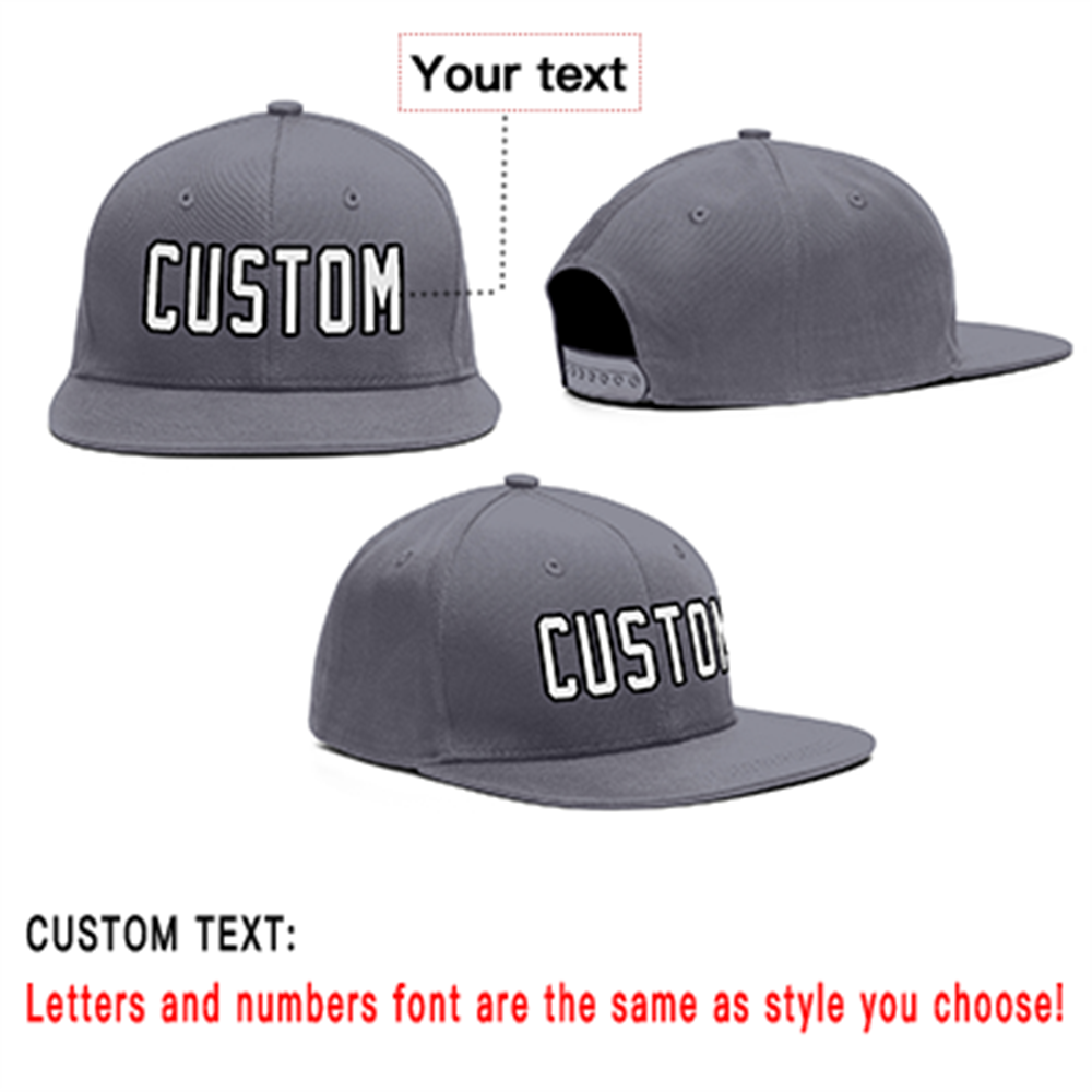 Custom Dark Gray White-Black Outdoor Sport Baseball Cap