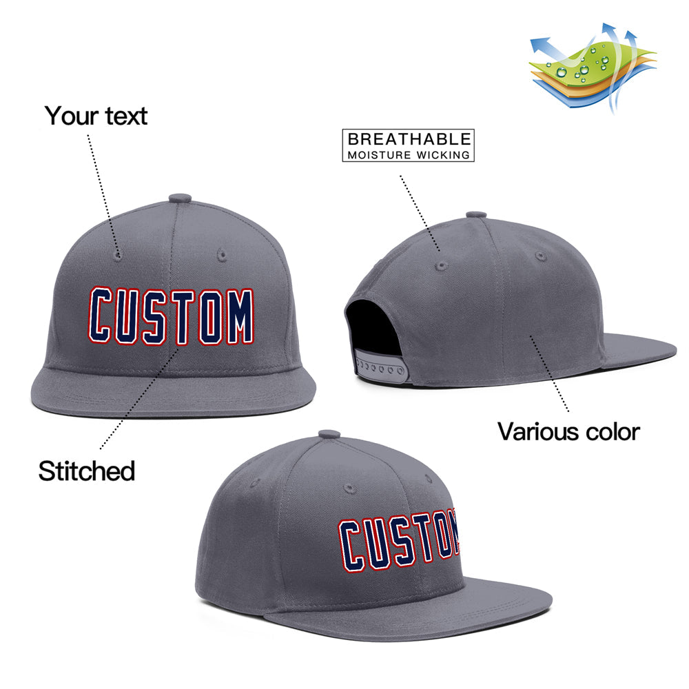 Custom Dark Gray Navy-Red Outdoor Sport Baseball Cap