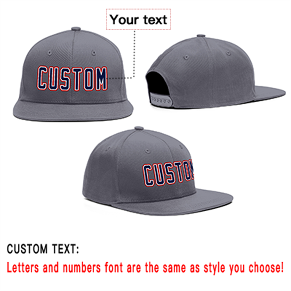 Custom Dark Gray Navy-Red Outdoor Sport Baseball Cap