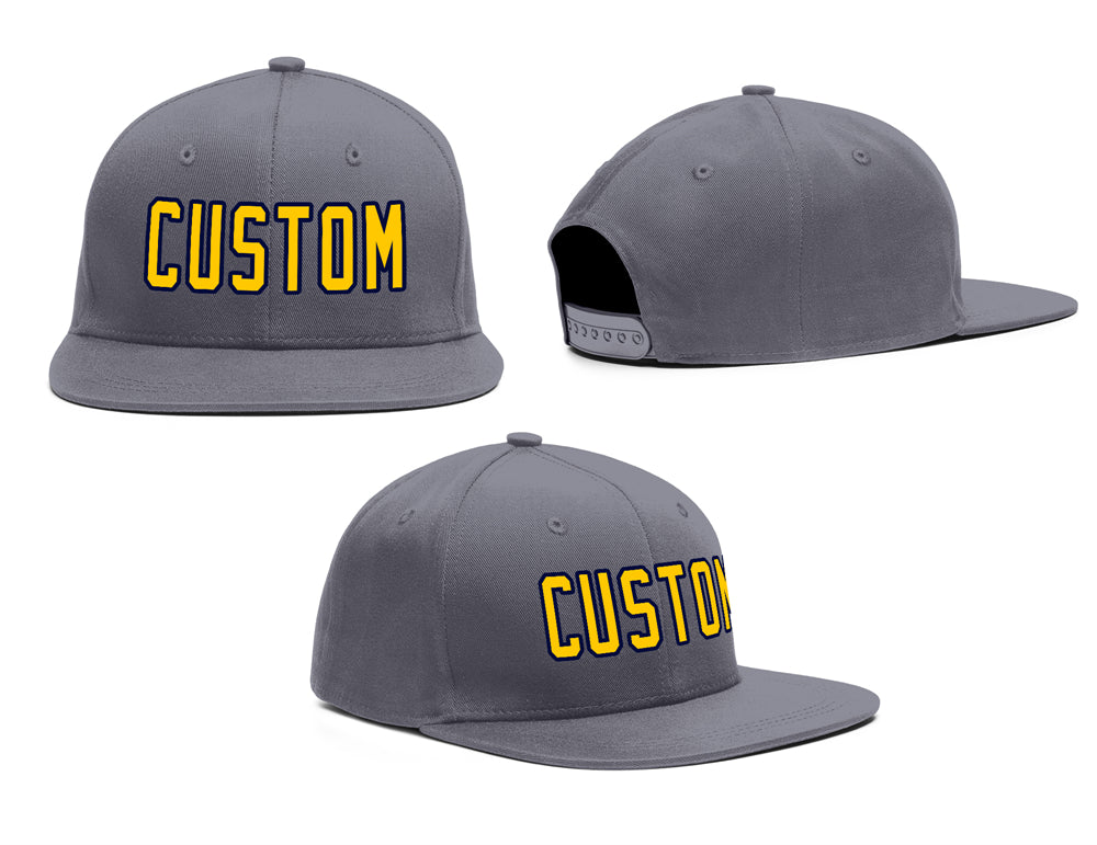 Custom Dark Gray Yellow-Navy Outdoor Sport Baseball Cap