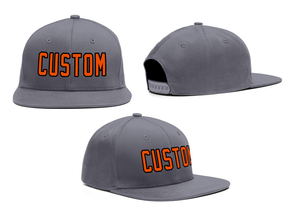 Custom Dark Gray Orange-Black Outdoor Sport Baseball Cap