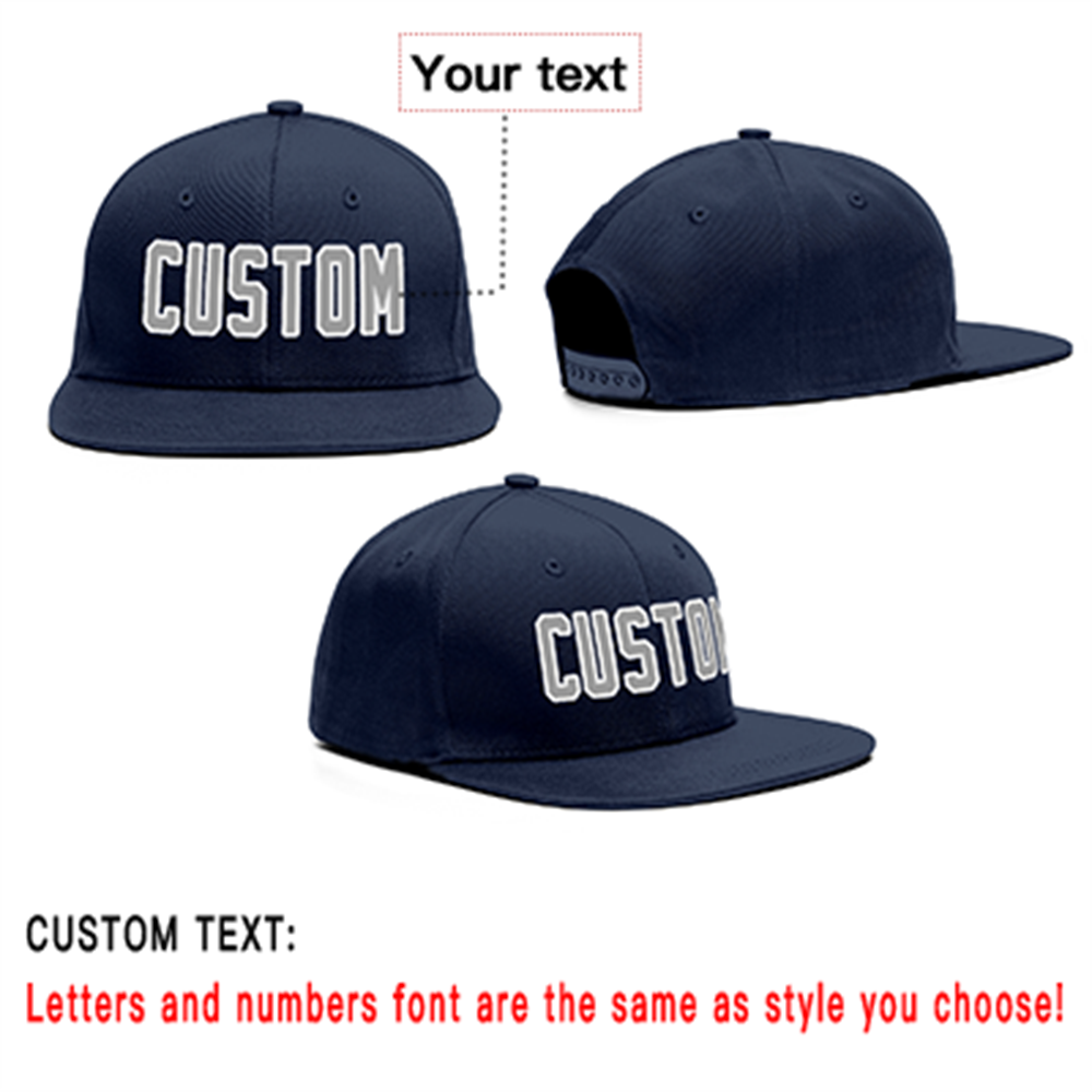 Custom Navy Grey -White Outdoor Sport Baseball Cap