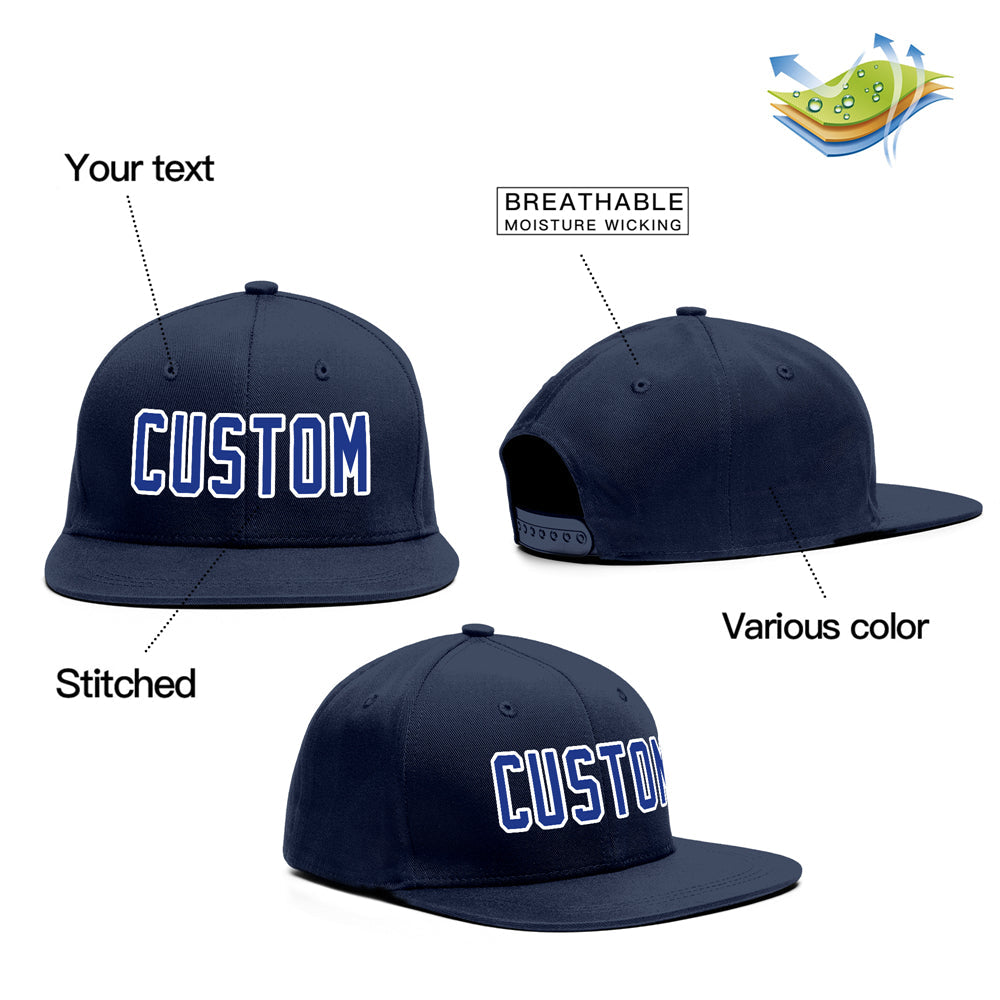 Custom Navy Royal-White Outdoor Sport Baseball Cap