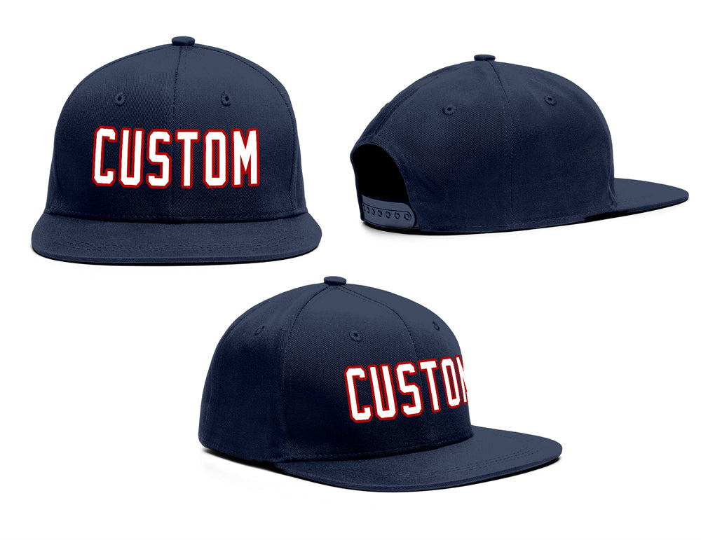 Custom Navy White-Red Outdoor Sport Baseball Cap