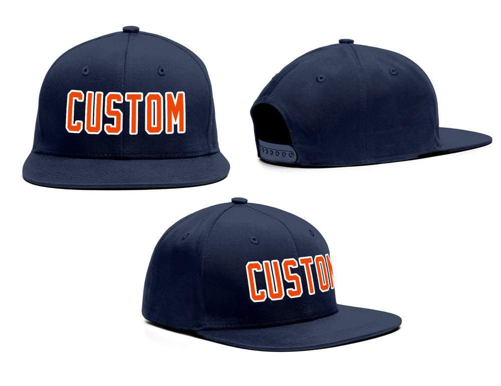 Casquette de baseball de sport de plein air personnalisée bleu marine orange-blanc