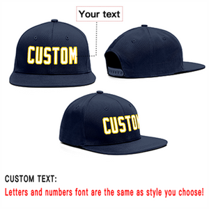 Custom Navy White-Yellow Outdoor Sport Baseball Cap