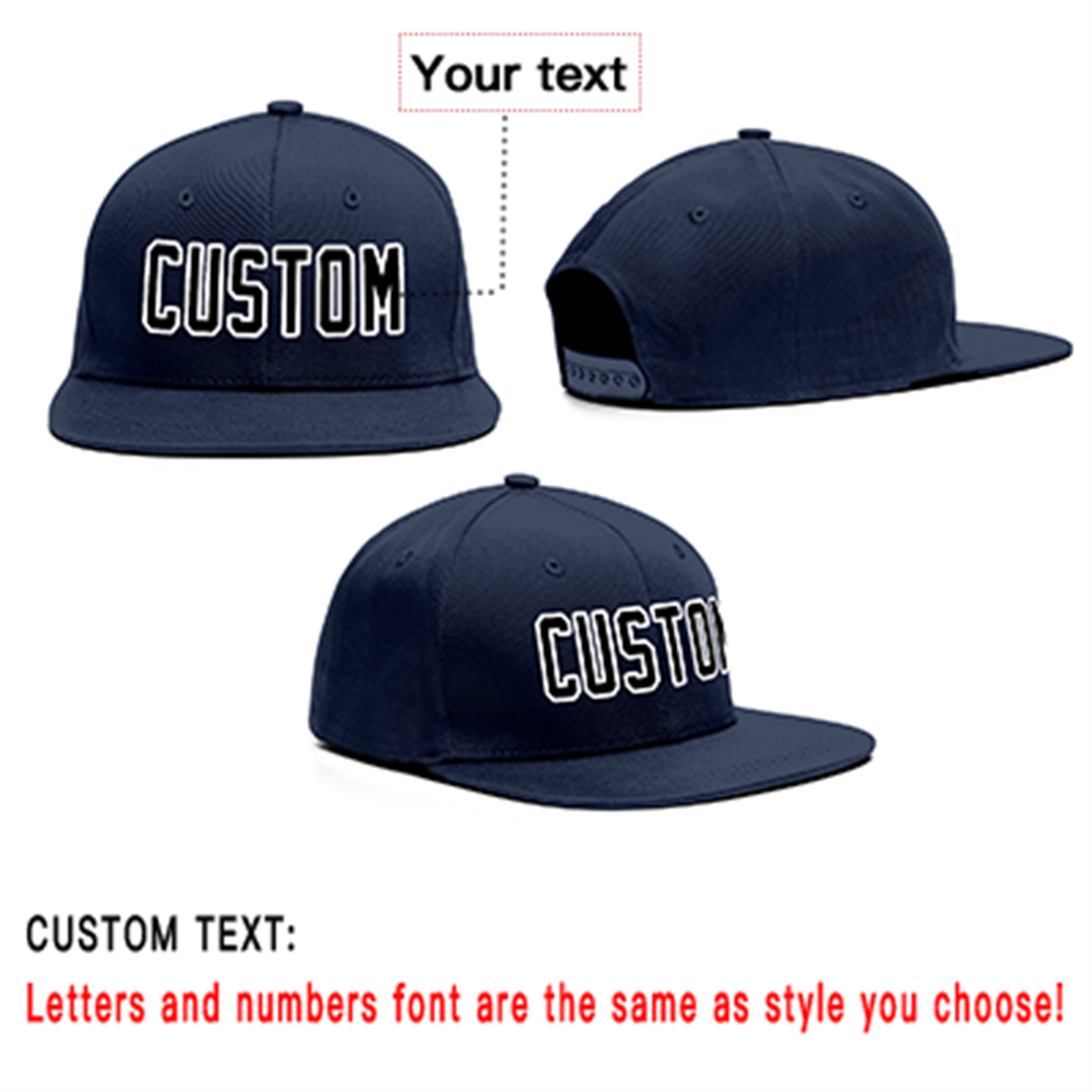 Custom Navy Black-White Outdoor Sport Baseball Cap