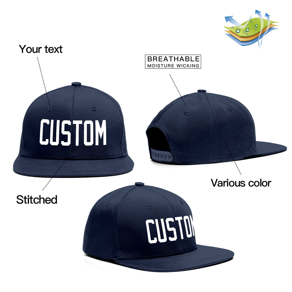 Custom Navy White Outdoor Sport Baseball Cap