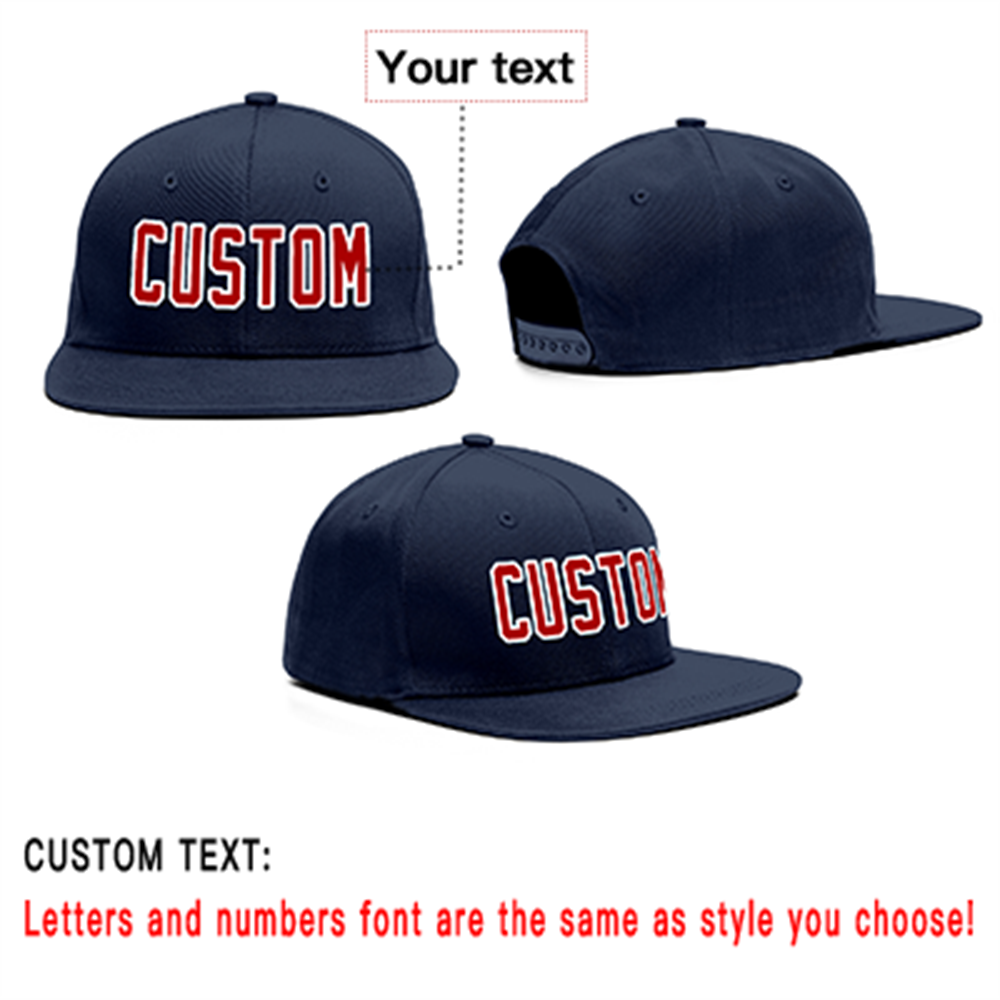 Custom Navy Red-White Outdoor Sport Baseball Cap