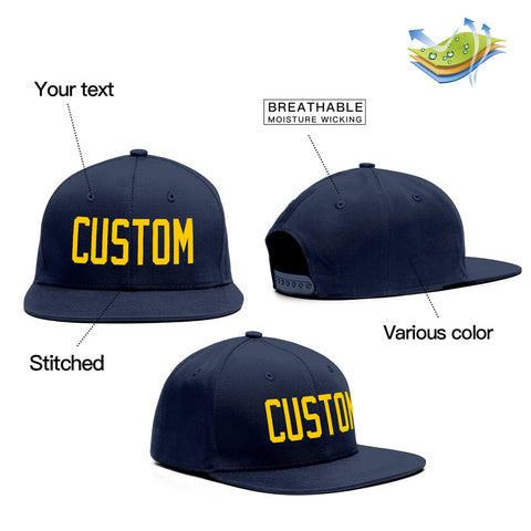 Custom Navy Yellow Outdoor Sport Baseball Cap