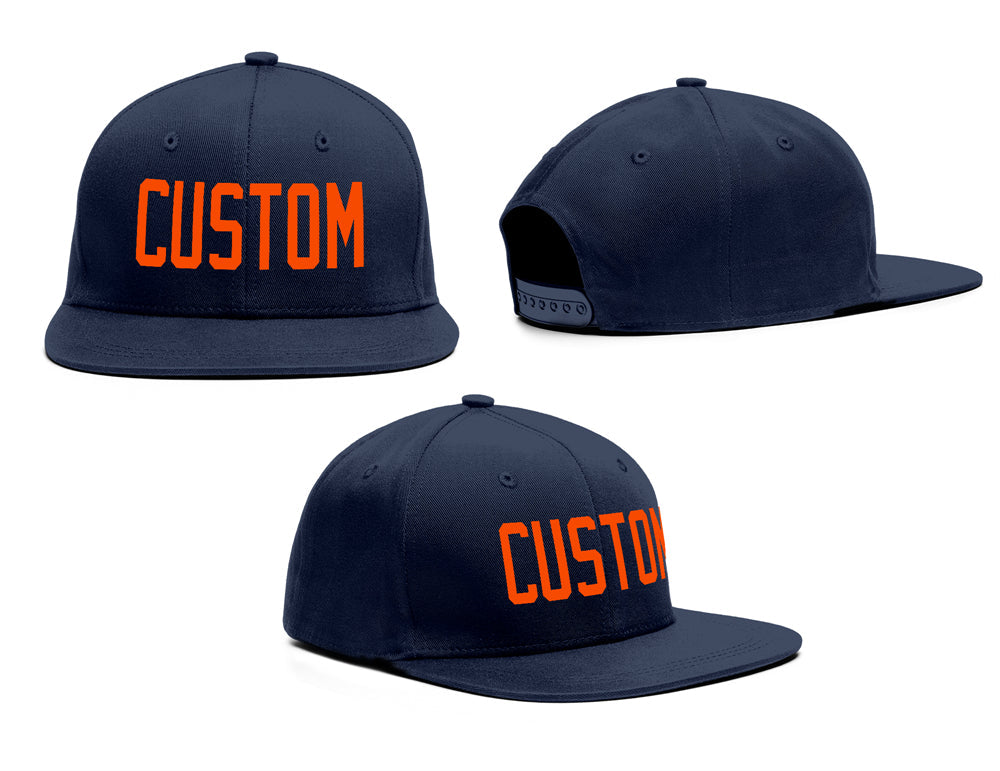 Custom Navy Orange Outdoor Sport Baseball Cap