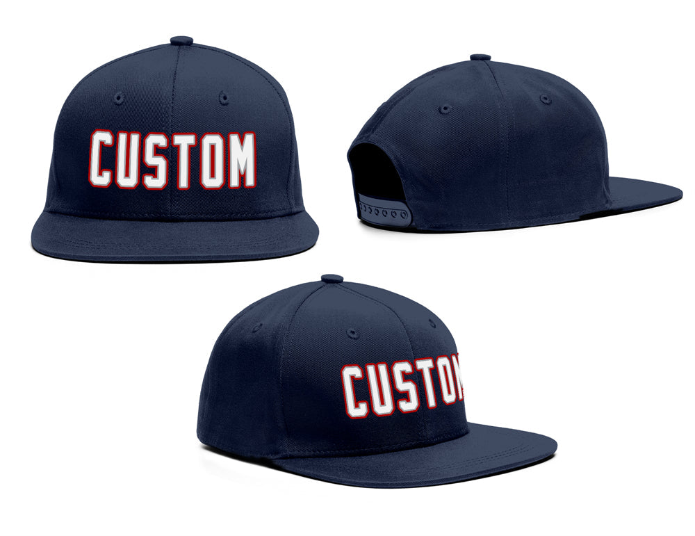 Casquette de baseball de sport de plein air personnalisée Navy Royal- Rouge