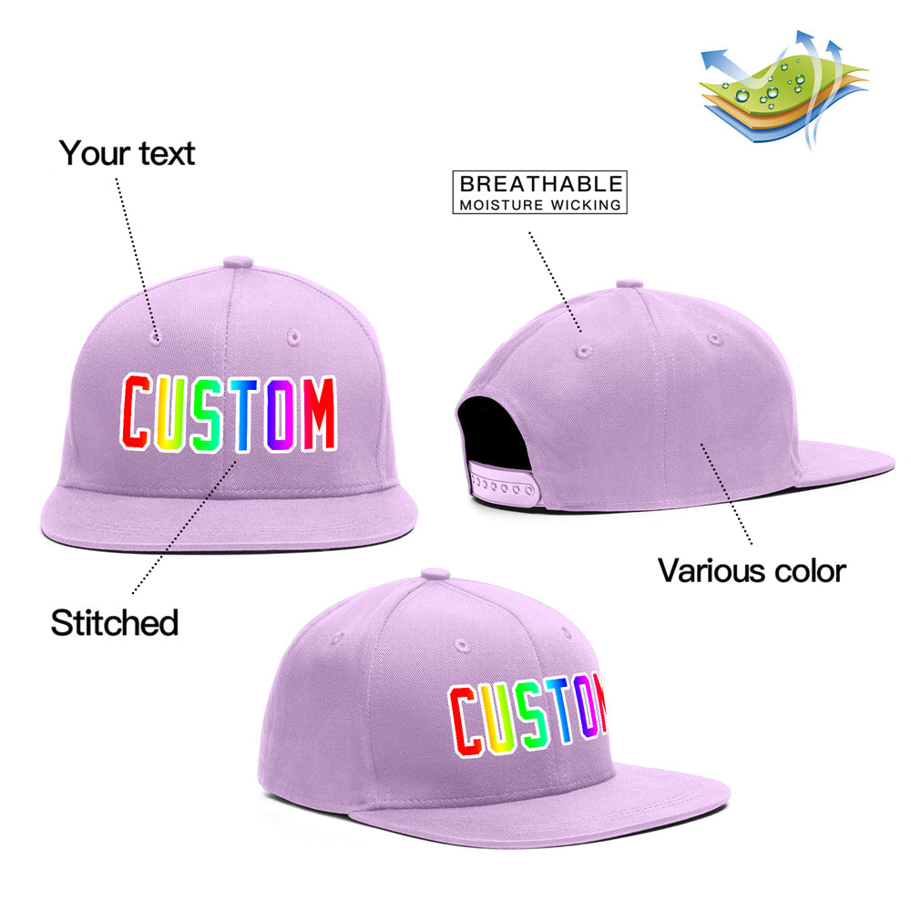 Custom Purple Orange-White Gradient Outdoor Sport Baseball Cap