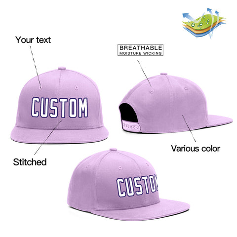 Custom Purple White Outdoor Sport Baseball Cap