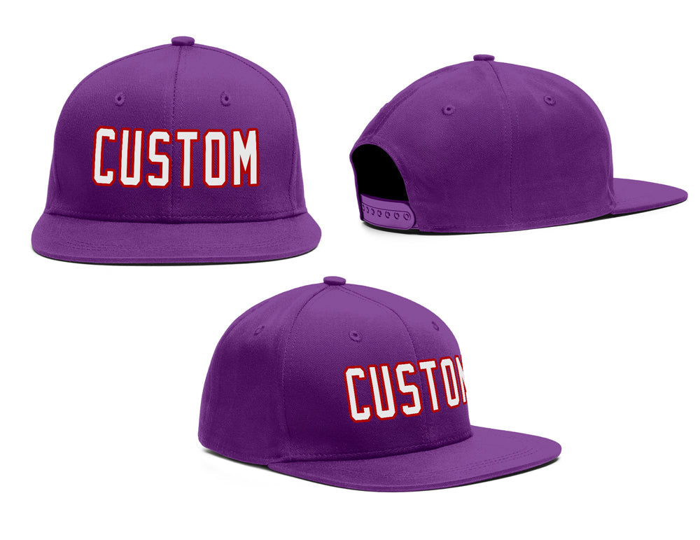 Casquette de baseball de sport de plein air violet blanc-rouge personnalisée