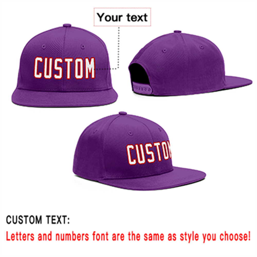 Custom Purple White-Red Outdoor Sport Baseball Cap