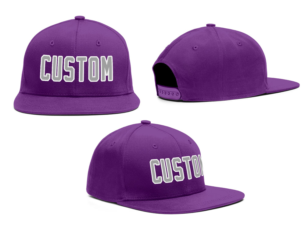 Custom Purple Grey-White Outdoor Sport Baseball Cap