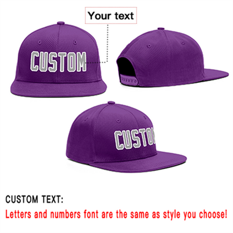 Custom Purple Grey-White Outdoor Sport Baseball Cap