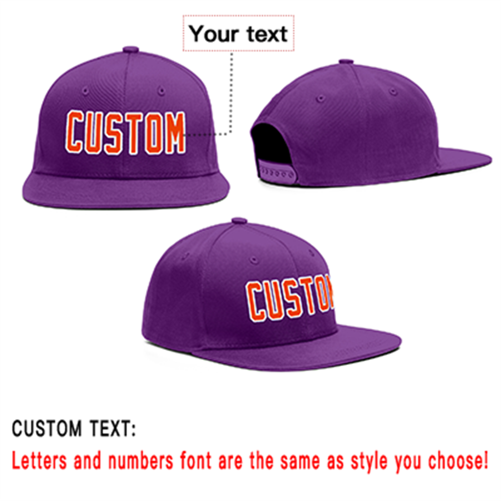 Casquette de baseball de sport de plein air violet orange-blanc personnalisée