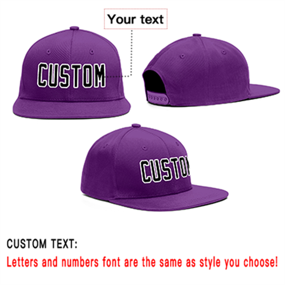 custom Purple Black-White Outdoor Sport Baseball Cap