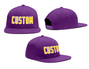 Custom Purple Yellow-White Outdoor Sport Baseball Cap