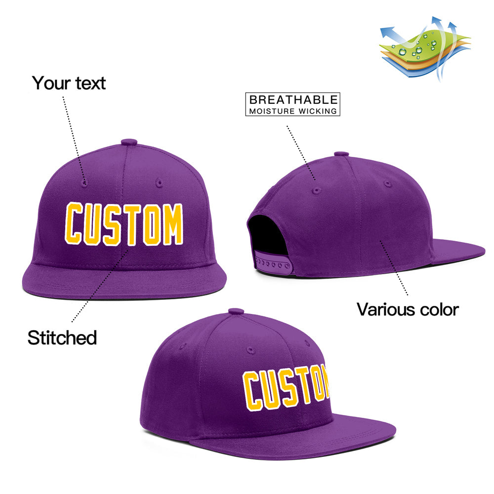 Casquette de baseball de sport de plein air violet jaune-blanc personnalisée