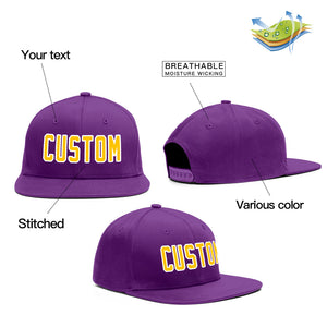 Custom Purple Yellow-White Outdoor Sport Baseball Cap