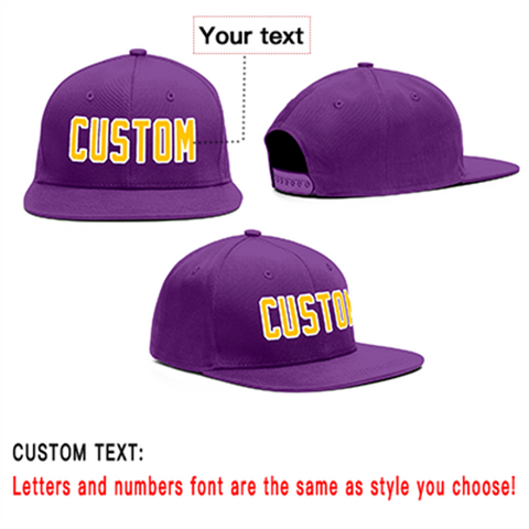 Custom Purple Yellow-White Outdoor Sport Baseball Cap