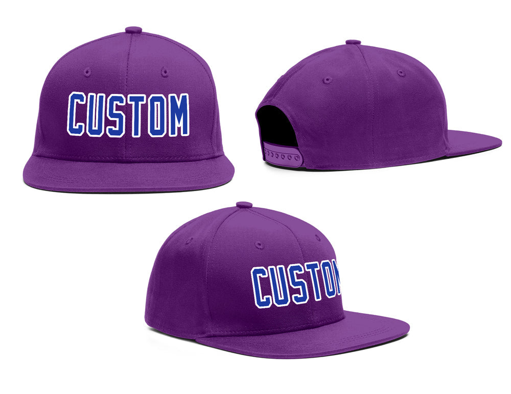 Casquette de baseball de sport de plein air violet royal-blanc personnalisée