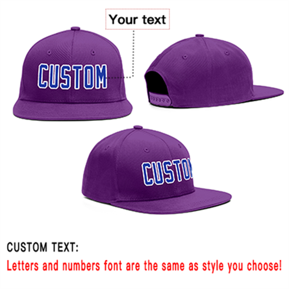 Custom Purple Royal-White Outdoor Sport Baseball Cap