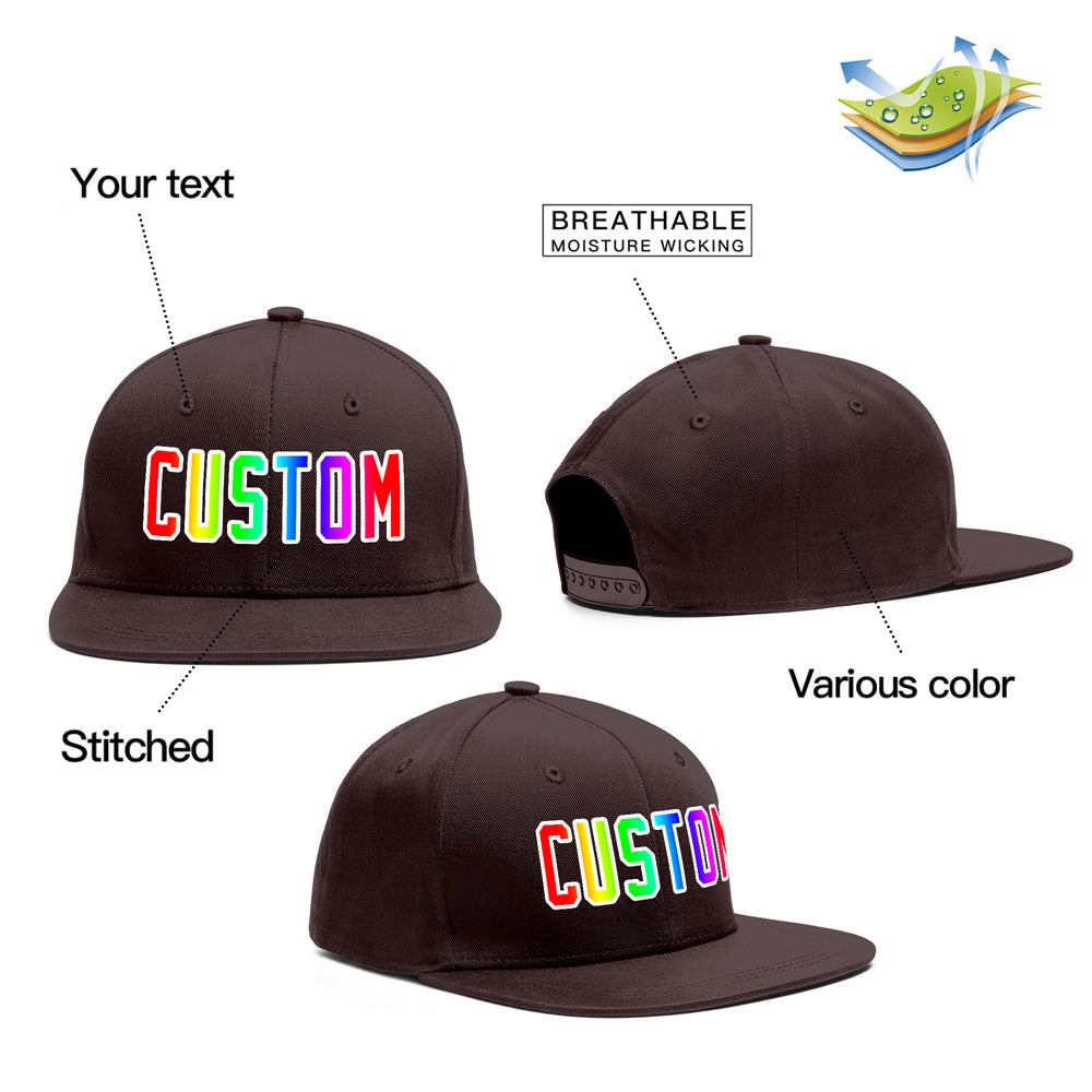 Custom Brown Gradient-White Outdoor Sport Baseball Cap