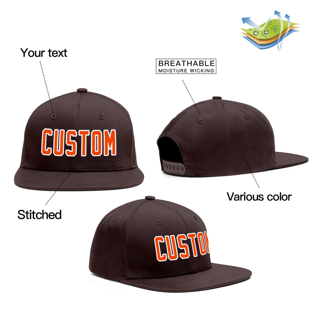 Casquette de baseball de sport de plein air personnalisée marron orange-blanc