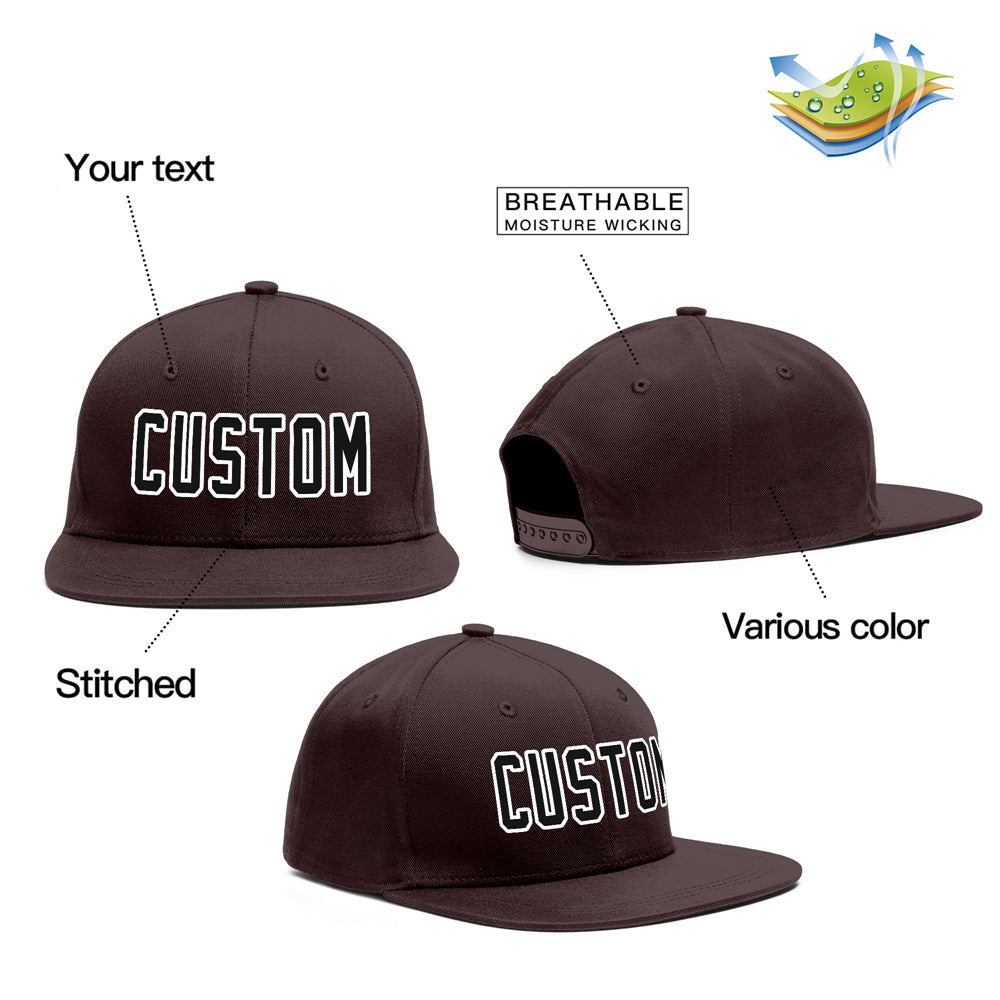 Custom Brown Black-White Outdoor Sport Baseball Cap