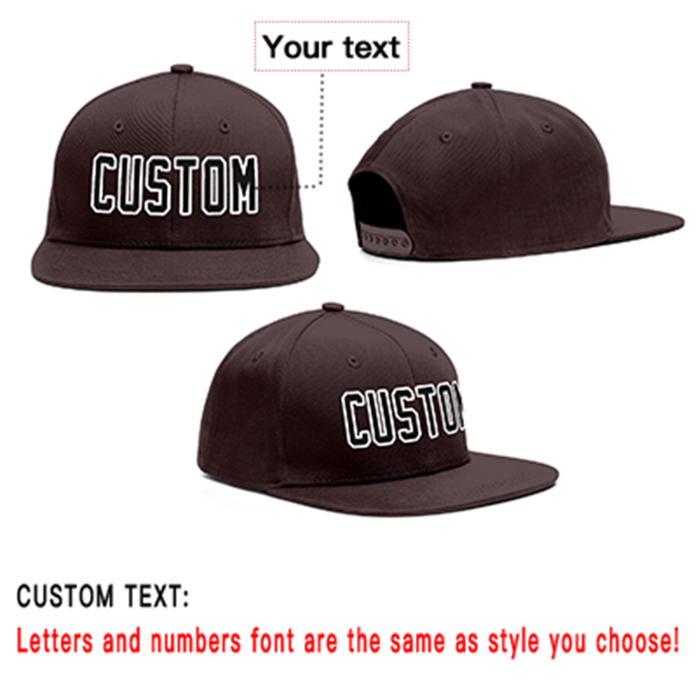 Custom Brown Black-White Outdoor Sport Baseball Cap