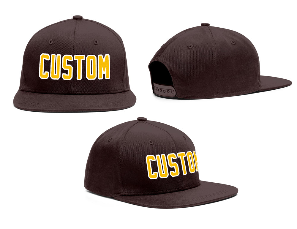 Custom Brown Yellow-White Outdoor Sport Baseball Cap