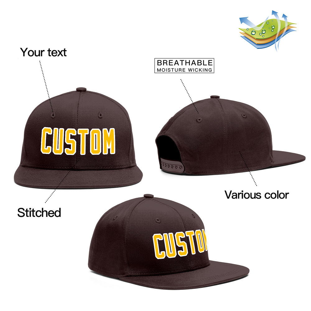 Casquette de baseball de sport de plein air personnalisée marron jaune-blanc