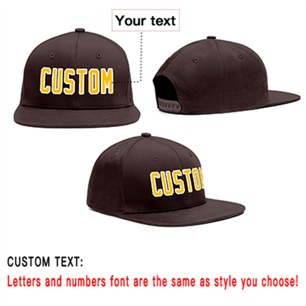 Custom Brown Yellow-White Outdoor Sport Baseball Cap