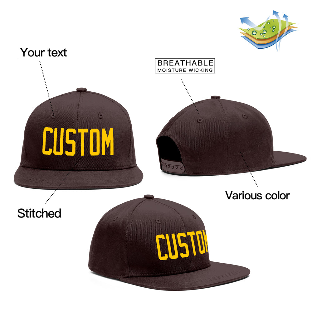 Casquette de baseball de sport de plein air marron-jaune personnalisée