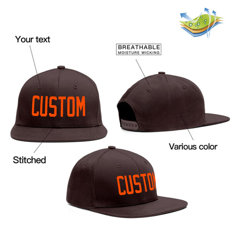 Custom Brown Orange Outdoor Sport Baseball Cap
