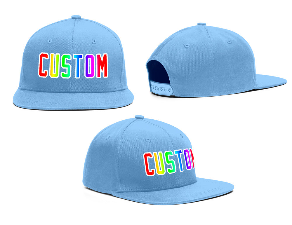 Custom Light Blue Gradient Outdoor Sport Baseball Cap