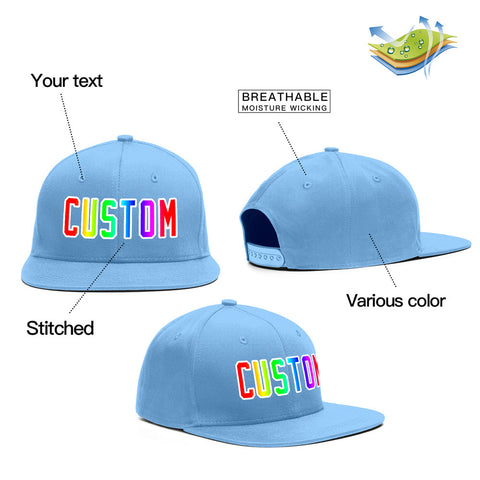 Custom Light Blue Gradient Outdoor Sport Baseball Cap